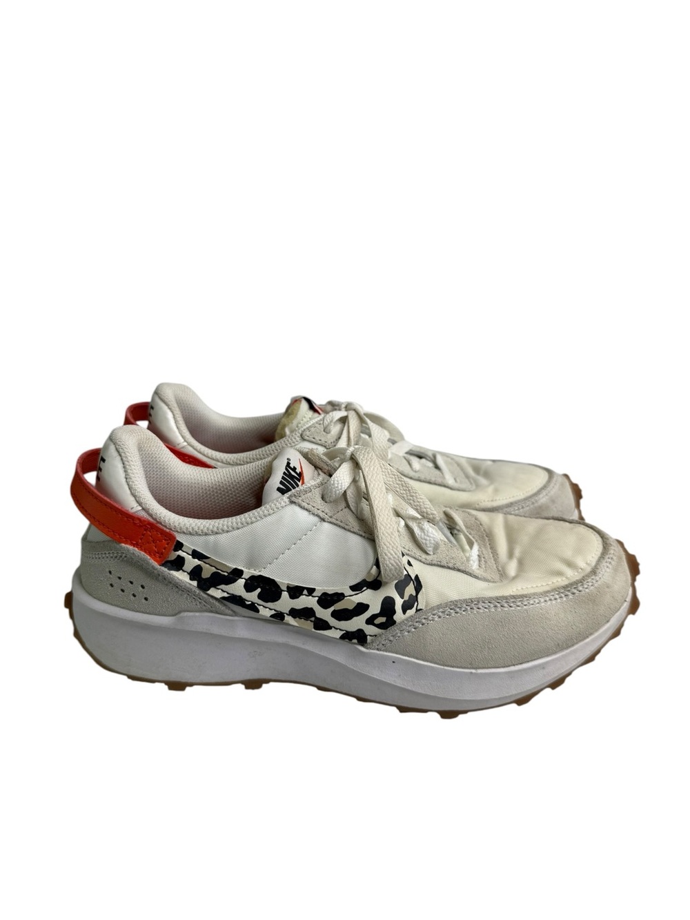 Nike Women's White Leopard Waffle Debut Sneakers Activewear Casual Workout